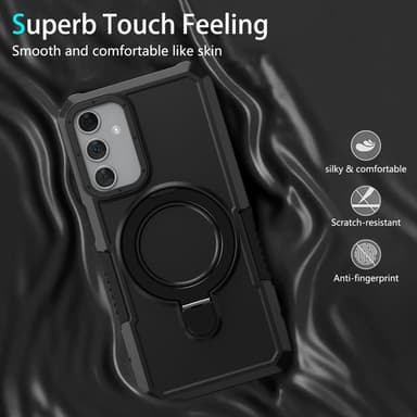 SKALO Samsung A15 4G Armor Hybridi metallirengas kuori - Musta