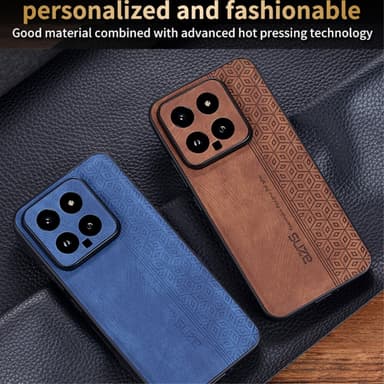 SKALO Xiaomi 14 5G AZNS PU-nahka suojakuori - Ruskea