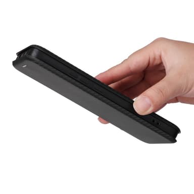 SKALO Xiaomi Redmi Note 13 Pro+ Carbon Fiber Lompakkokotelo - Musta