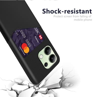 SKALO Xiaomi Redmi Note 13 4G Premium PU Nahka kortinhaltija Suojakuori - Musta