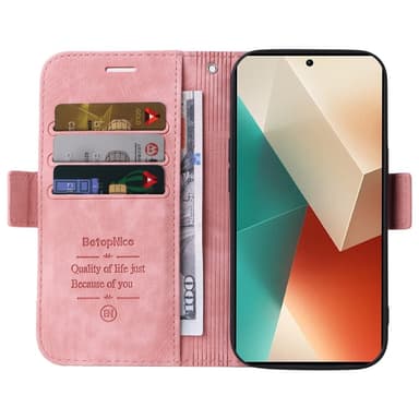 SKALO Xiaomi Redmi Note 13 5G BETOPNICE 001 Lompakkokotelo PU-nahkaa - Pinkki