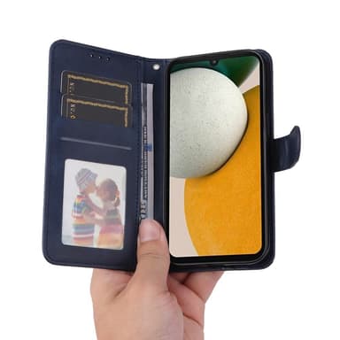 SKALO Samsung A15 5G PU-nahkainen Lompakkokotelo - Sininen