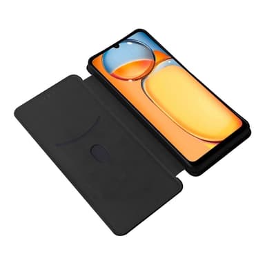 SKALO Xiaomi Redmi 13C 4G Carbon Fiber Lompakkokotelo - Musta