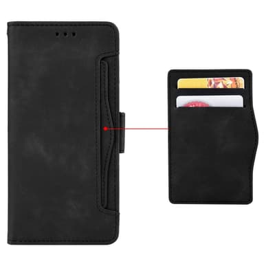 SKALO Xiaomi Redmi 13C 4G 6-lokeroa Lompakkokotelo - Musta