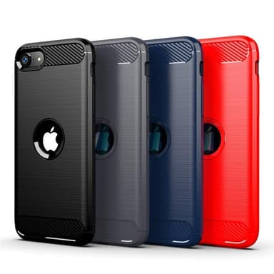 SKALO iPhone SE (2020/2022) Armor Carbon Iskunkestävä TPU suojakuori - Punainen