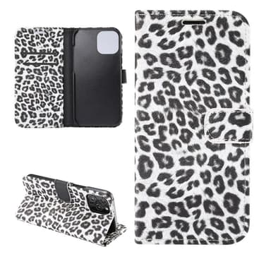 Leopardikuvioinen lompakkokuori iPhone 12 Pro Maxille - Valkoinen