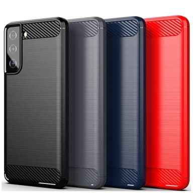 SKALO Samsung S21 Armor Carbon Iskunkestävä TPU suojakuori - Musta