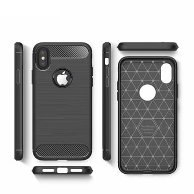 SKALO iPhone XS Max Armor Carbon Iskunkestävä TPU suojakuori - Punainen
