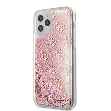 Guess iPhone 12 Pro Max Suojakuori Liquid Glitter Vaaleanpunainen