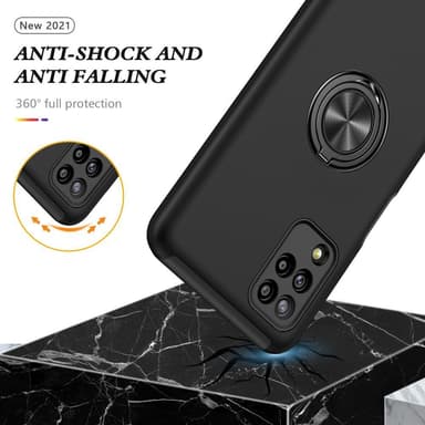 Yhteensopiva Samsung Galaxy A12 sormirengas Kickstand Hybridi-kotelo
