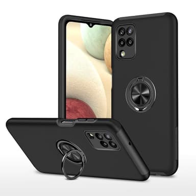 Yhteensopiva Samsung Galaxy A12 sormirengas Kickstand Hybridi-kotelo