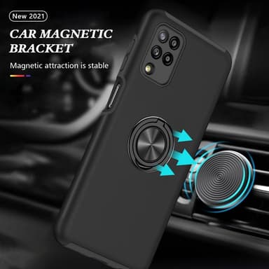 Yhteensopiva Samsung Galaxy A12 sormirengas Kickstand Hybridi-kotelo