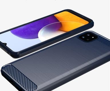 SKALO Samsung A22 5G Armor Carbon Iskunkestävä TPU suojakuori - Sininen