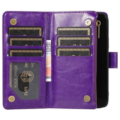 Kaksoiskäänto Zipper 9-kortti Apple iPhone 13 mini  - violetti