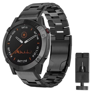 Rannekoru titaani Garmin Fenix 6  - Musta