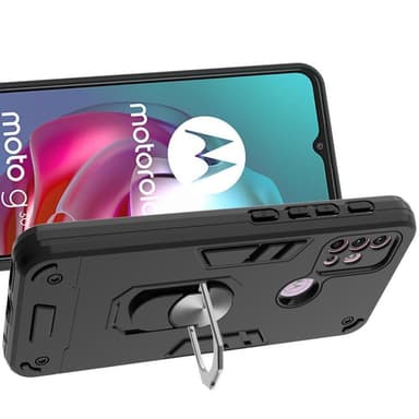 SKALO Moto G20/G30 Armor Hybridi metallirengas kuori - Musta