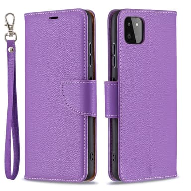 SKALO Samsung A22 5G Premium Litchi Lompakkokotelo - Violetti