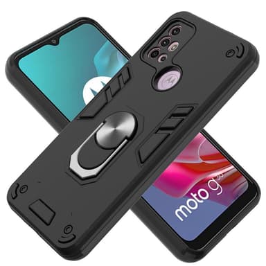 SKALO Moto G20/G30 Armor Hybridi metallirengas kuori - Musta