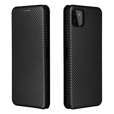 SKALO Samsung A22 5G Carbon Fiber Lompakkokotelo - Musta