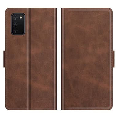 SKALO Samsung A02s / A03s Premium Wallet Lompakkokotelo - Tummanruskea