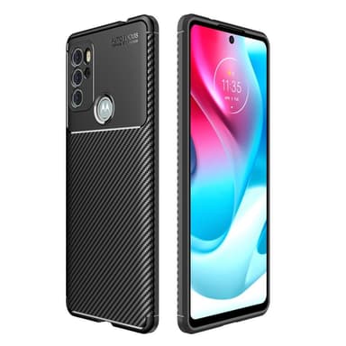 SKALO Moto G60S Carbon Fiber TPU-suojakuori - Musta