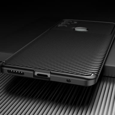 SKALO Moto G60S Carbon Fiber TPU-suojakuori - Musta