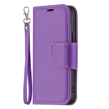 SKALO iPhone 13 Mini Premium Litchi Lompakkokotelo - Violetti