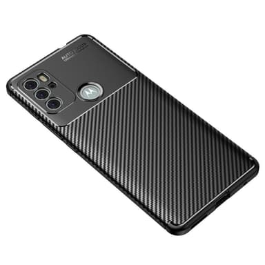 SKALO Moto G60S Carbon Fiber TPU-suojakuori - Musta