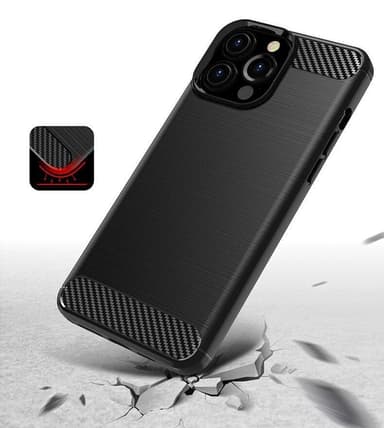 SKALO iPhone 13 Pro Max Armor Carbon Iskunkestävä TPU suojakuori - Musta