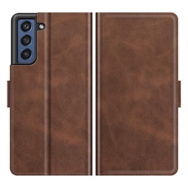 SKALO Samsung S21 FE Premium Wallet Lompakkokotelo - Ruskea