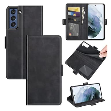 SKALO Samsung S21 FE Premium Wallet Lompakkokotelo - Musta