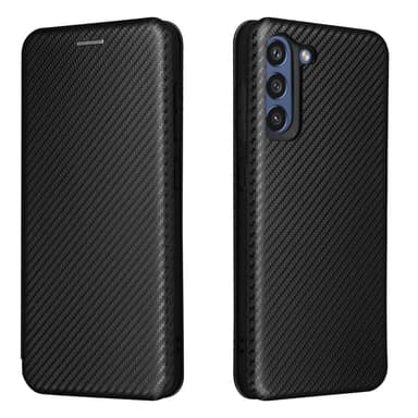 SKALO Samsung S21 FE Carbon Fiber Lompakkokotelo - Musta