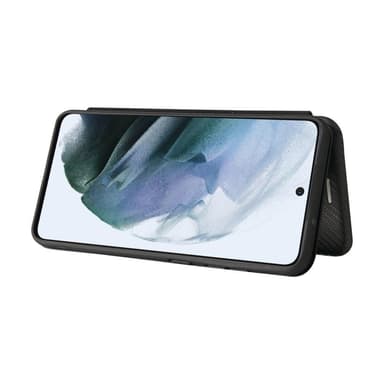 SKALO Samsung S21 FE Carbon Fiber Lompakkokotelo - Musta