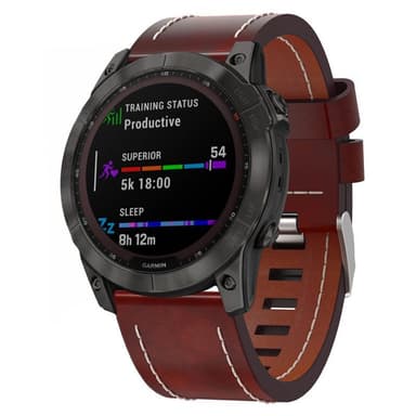 Nahkarannekoru Garmin Fenix 7X - Ruskea