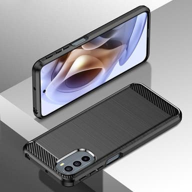 SKALO Moto G51 Armor Carbon Iskunkestävä TPU suojakuori - Punainen