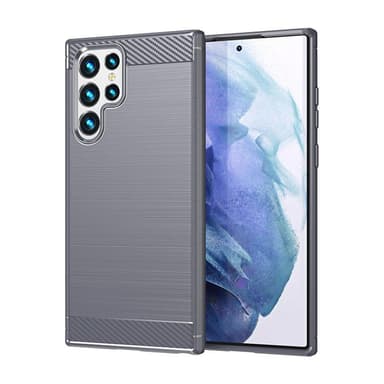 SKALO Samsung S22 Ultra Armor Carbon Iskunkestävä TPU suojakuori - Harmaa