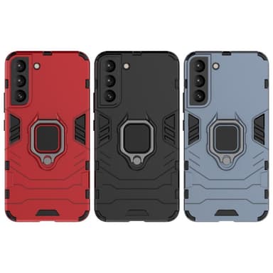 SKALO Samsung S22+ Armor Hybridi metallirengas kuori - Musta - Musta