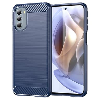 SKALO Moto G51 Armor Carbon Iskunkestävä TPU suojakuori - Sininen