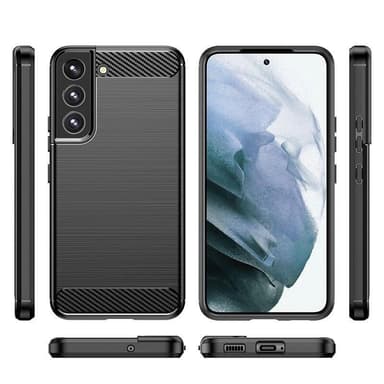SKALO Samsung S22 Armor Carbon Iskunkestävä TPU suojakuori - Musta