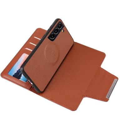 SKALO Samsung S22+ DOLIZMA 2 in 1 magneettinen lompakkokotelo - Ruskea - Ruskea