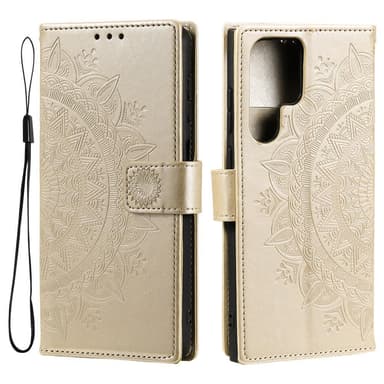 SKALO Samsung S22 Ultra Mandala lompakkokotelo - Kulta
