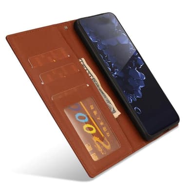 SKALO Samsung S22+ DOLIZMA 2 in 1 magneettinen lompakkokotelo - Ruskea - Ruskea