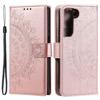 SKALO Samsung S22 Mandala lompakkokotelo - Ruusukulta