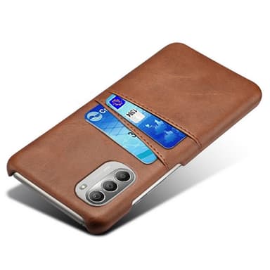 SKALO Moto G51 PU-nahkainen Korttikotelo - Tummanruskea