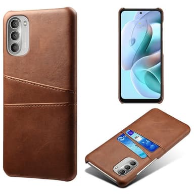 SKALO Moto G51 PU-nahkainen Korttikotelo - Tummanruskea