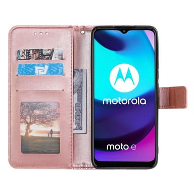 SKALO Moto E20/E30/E40 Mandala lompakkokotelo - Ruusukulta