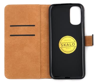 SKALO Moto G31 / G41 Lompakkokotelo Aitoa nahkaa - Ruskea