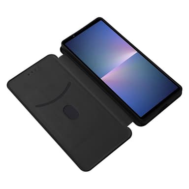 SKALO Sony Xperia 5 V Carbon Fiber Lompakkokotelo - Musta