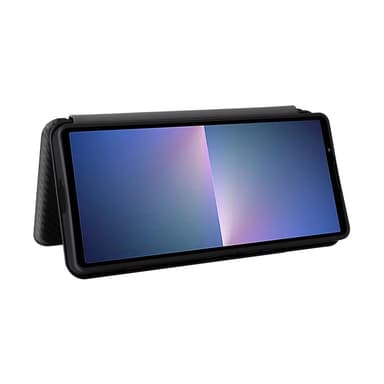 SKALO Sony Xperia 5 V Carbon Fiber Lompakkokotelo - Musta