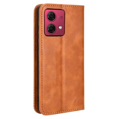 SKALO Motorola Moto G84 5G Kohokuvioitu Premium lompakkokotelo - Ruskea